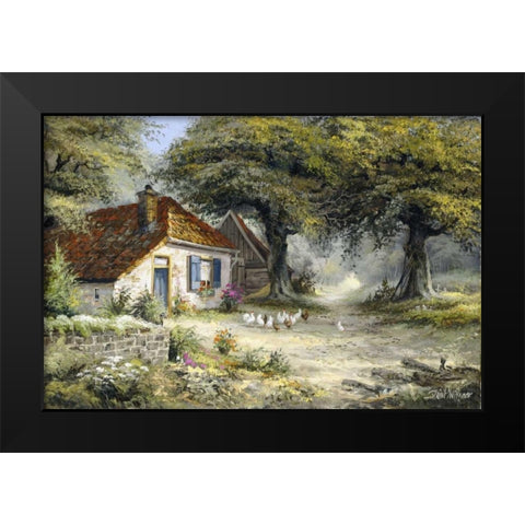 Fairy-like cottage Black Modern Wood Framed Art Print by Withaar, Reint