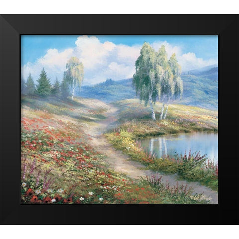 The lake Black Modern Wood Framed Art Print by Withaar, Reint