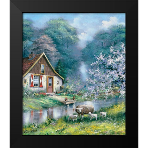 Spring Black Modern Wood Framed Art Print by Withaar, Reint