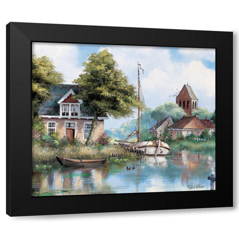 Back home Black Modern Wood Framed Art Print with Double Matting by Withaar, Reint