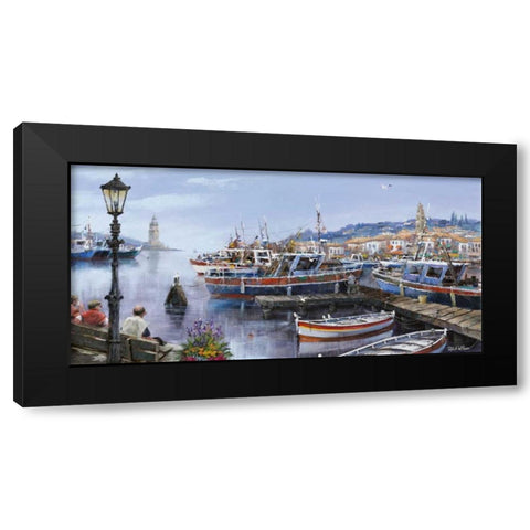 Paeceful french harbour Black Modern Wood Framed Art Print by Withaar, Reint