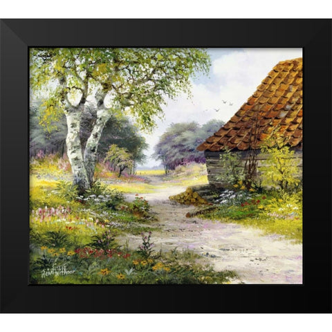 Path Black Modern Wood Framed Art Print by Withaar, Reint