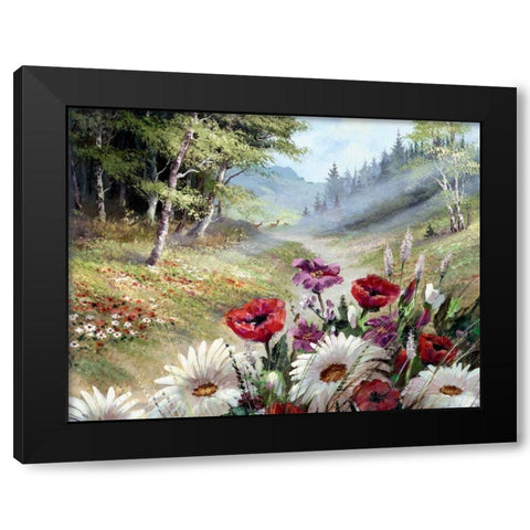 Poppy Morning Black Modern Wood Framed Art Print with Double Matting by Withaar, Reint