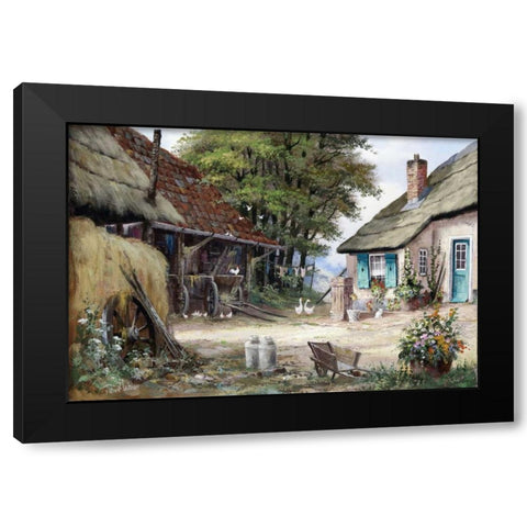 Dutch country scene Black Modern Wood Framed Art Print with Double Matting by Withaar, Reint