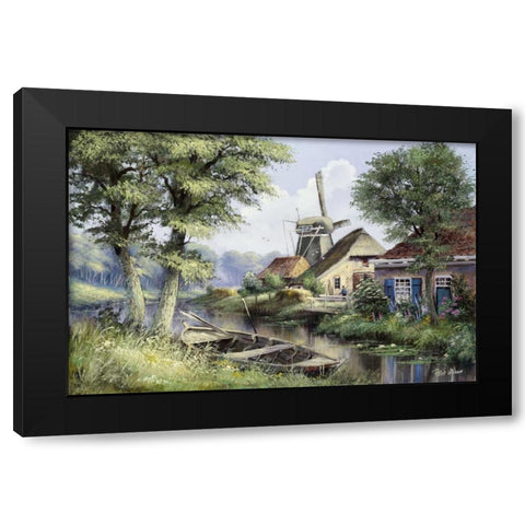 Dutch country scene Black Modern Wood Framed Art Print by Withaar, Reint