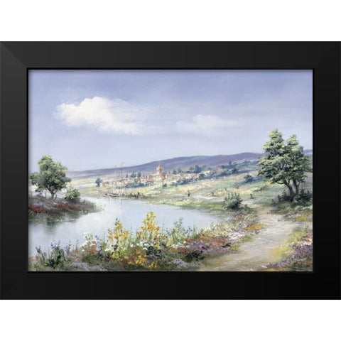 Lake way Black Modern Wood Framed Art Print by Withaar, Reint