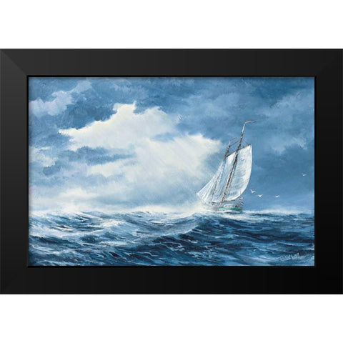 Sailing Black Modern Wood Framed Art Print by Withaar, Reint