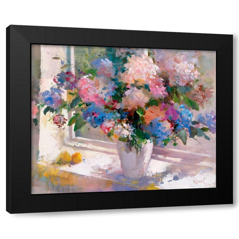 Hydrangea Black Modern Wood Framed Art Print with Double Matting by Camel, Stefanie