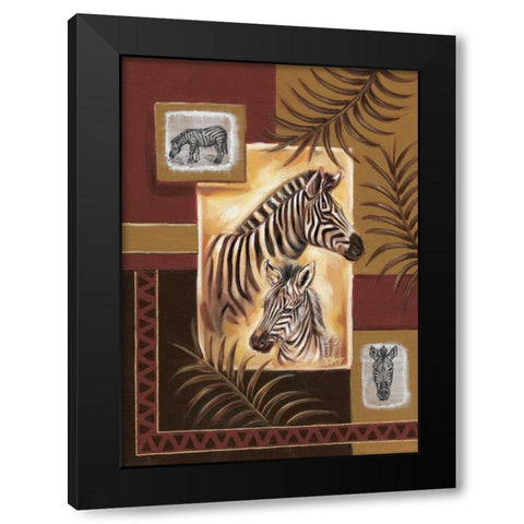 Zebras in Africa Black Modern Wood Framed Art Print with Double Matting by Fields, Wendy