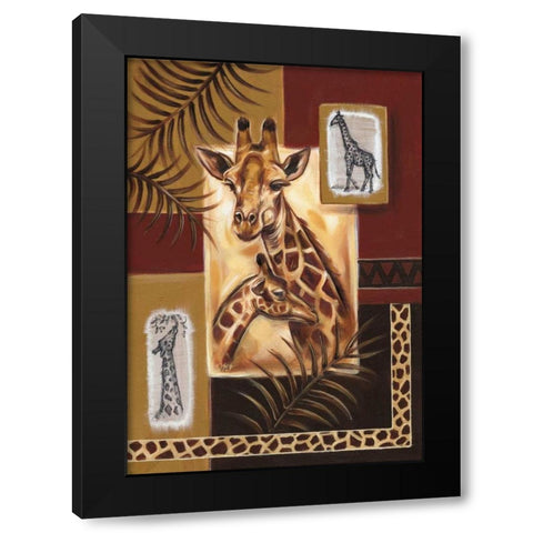Giraffes in Africa Black Modern Wood Framed Art Print with Double Matting by Fields, Wendy