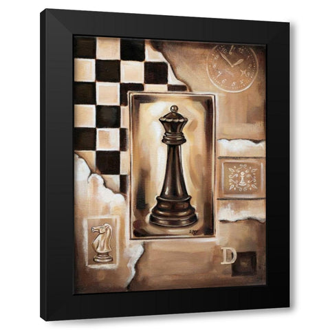 Chess Queen Black Modern Wood Framed Art Print by Fields, Wendy