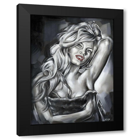Brigit Bardot Black Modern Wood Framed Art Print with Double Matting by Fields, Wendy
