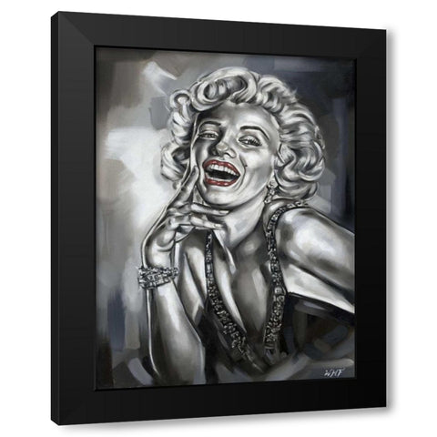 Marilin Monro Black Modern Wood Framed Art Print with Double Matting by Fields, Wendy