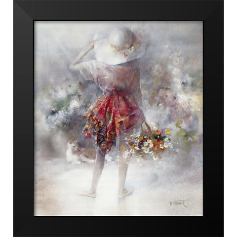 Flower-girl Black Modern Wood Framed Art Print by Haenraets, Willem