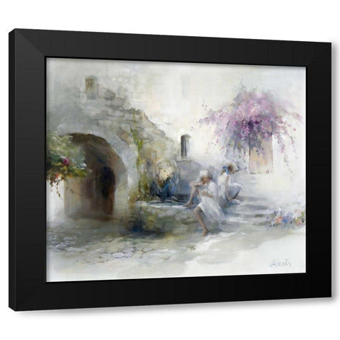 Teen-agers Black Modern Wood Framed Art Print with Double Matting by Haenraets, Willem
