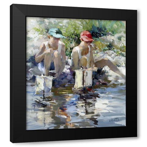 Boys Black Modern Wood Framed Art Print with Double Matting by Haenraets, Willem