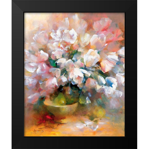 Sparkling white tulips II Black Modern Wood Framed Art Print by Haenraets, Willem