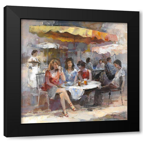 Market Black Modern Wood Framed Art Print by Haenraets, Willem