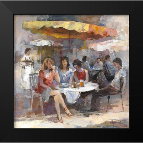 Market Black Modern Wood Framed Art Print by Haenraets, Willem