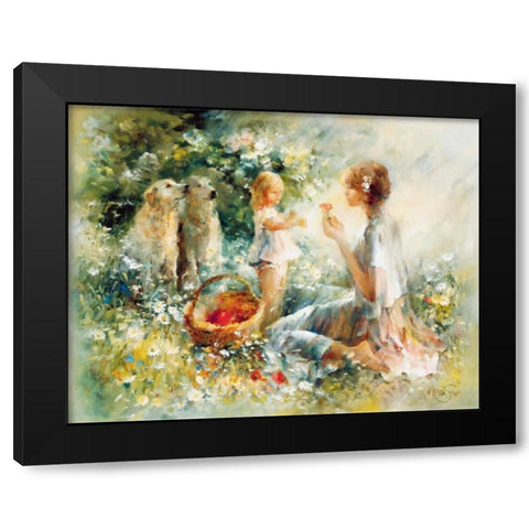 Picnic Black Modern Wood Framed Art Print by Haenraets, Willem