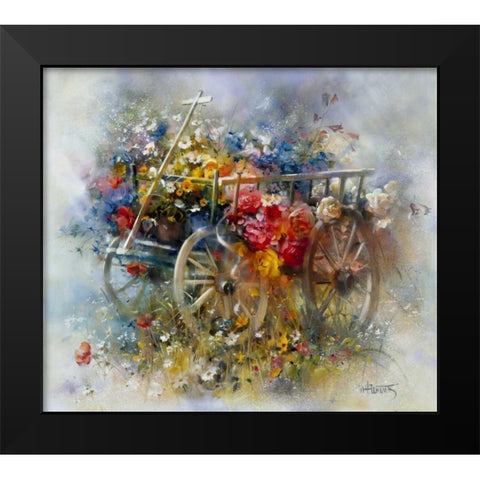 Flower barrow Black Modern Wood Framed Art Print by Haenraets, Willem