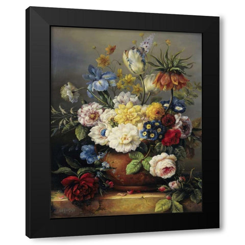 Flower arrangement Black Modern Wood Framed Art Print by Roelofs, Wouter