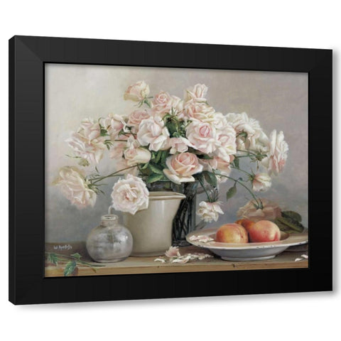 Roses in vase Black Modern Wood Framed Art Print by Roelofs, Wouter