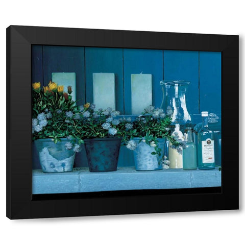 Blue Black Modern Wood Framed Art Print by Roelofs, Wouter