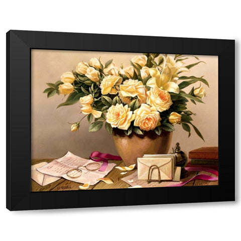 Summer notes Black Modern Wood Framed Art Print with Double Matting by Roelofs, Wouter