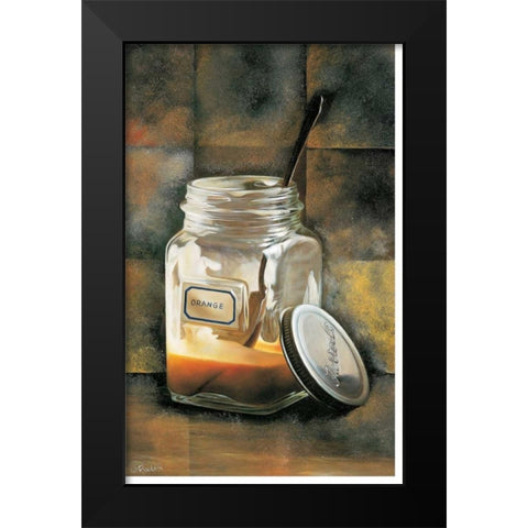 Orange Black Modern Wood Framed Art Print by Roelofs, Wouter