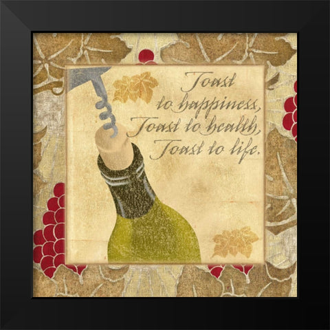 TOAST TO HAPPINESS Black Modern Wood Framed Art Print by Artique Studio