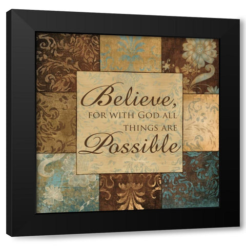 WITH GOD Black Modern Wood Framed Art Print by Artique Studio