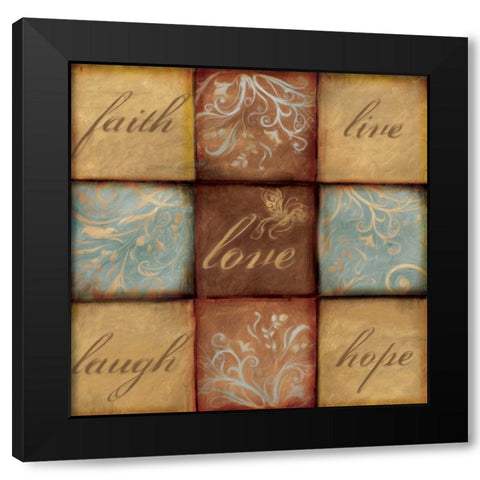 WORDS OF INSPIRATION LOVE Black Modern Wood Framed Art Print with Double Matting by Artique Studio