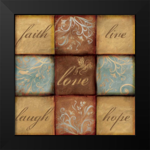 WORDS OF INSPIRATION LOVE Black Modern Wood Framed Art Print by Artique Studio