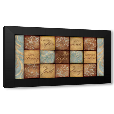 WORDS OF INSPIRATION Black Modern Wood Framed Art Print by Artique Studio