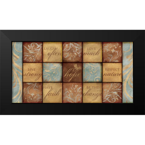 WORDS OF INSPIRATION Black Modern Wood Framed Art Print by Artique Studio