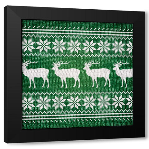 GREEN NORDIC SWEATER I Black Modern Wood Framed Art Print with Double Matting by Artique Studio