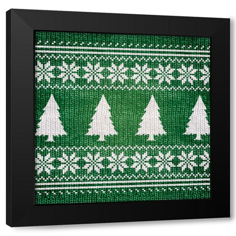 GREEN NORDIC SWEATER II Black Modern Wood Framed Art Print with Double Matting by Artique Studio