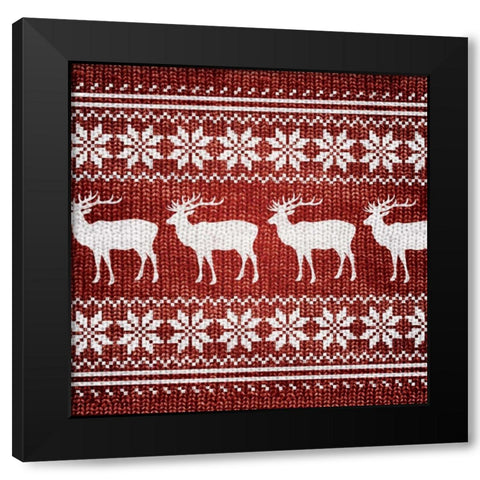 RED NORDIC SWEATER I Black Modern Wood Framed Art Print by Artique Studio