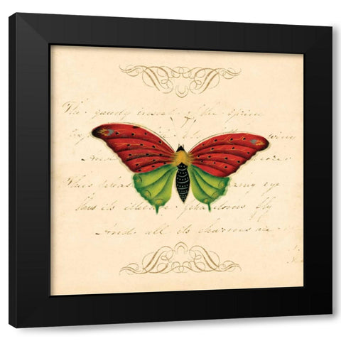 RED BUTTERFLY Black Modern Wood Framed Art Print by Artique Studio