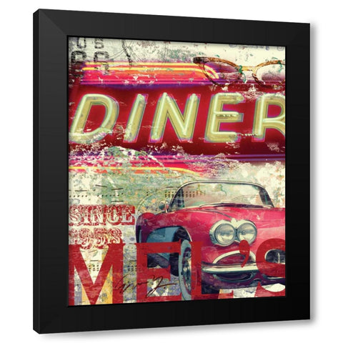MELS DINER Black Modern Wood Framed Art Print with Double Matting by Yang, Eric