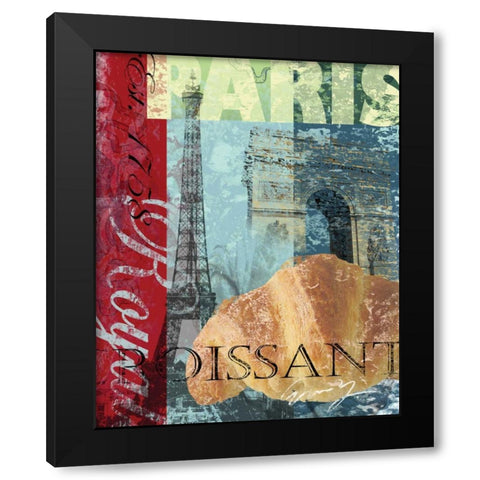 PARIS CROISSANT Black Modern Wood Framed Art Print with Double Matting by Yang, Eric