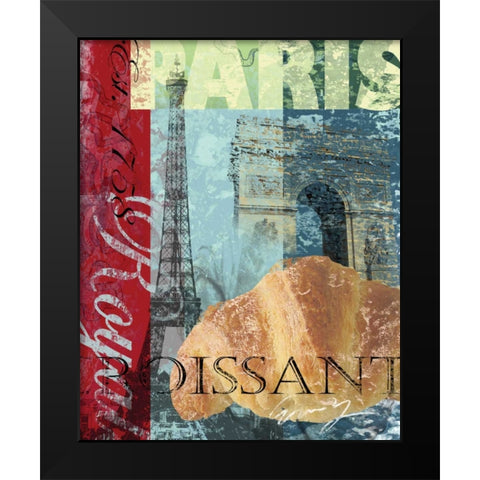 PARIS CROISSANT Black Modern Wood Framed Art Print by Yang, Eric
