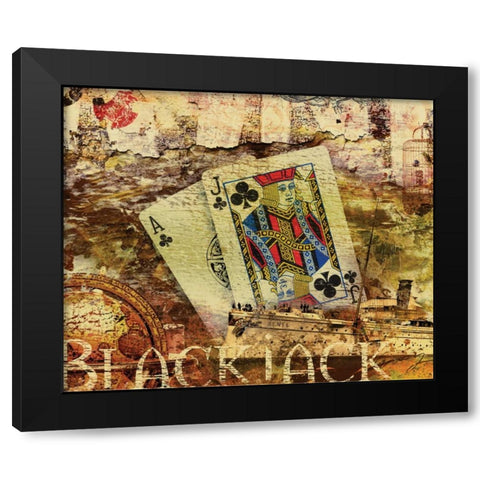 BLACK JACK Black Modern Wood Framed Art Print by Yang, Eric
