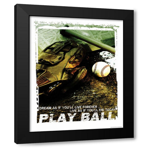 PLAY BALL Black Modern Wood Framed Art Print by Yang, Eric