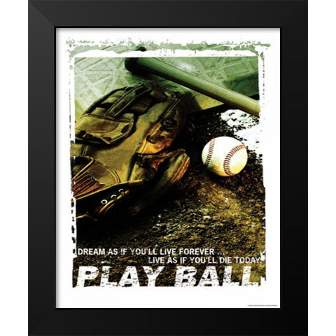 PLAY BALL Black Modern Wood Framed Art Print by Yang, Eric