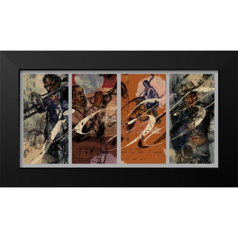 JAZZ - 4 panel Black Modern Wood Framed Art Print by Yang, Eric