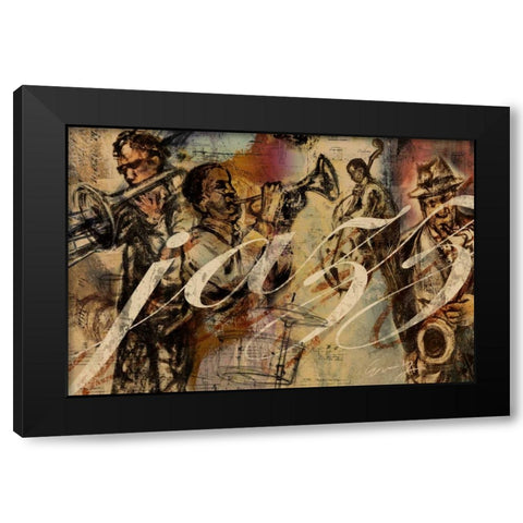 JAZZ Black Modern Wood Framed Art Print with Double Matting by Yang, Eric