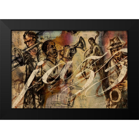 JAZZ Black Modern Wood Framed Art Print by Yang, Eric