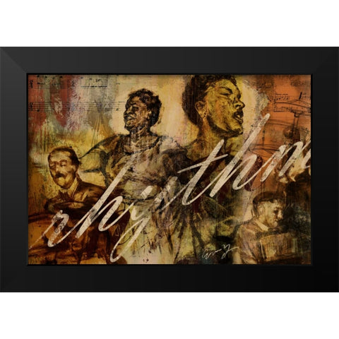 RHYTHM Black Modern Wood Framed Art Print by Yang, Eric